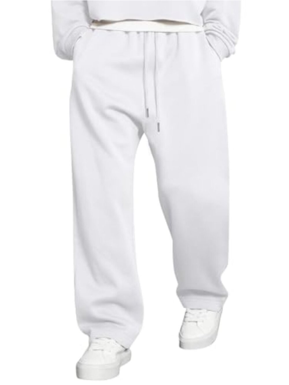 Men's Wide Leg Drawstring Joggers Polyester Cotton Stretch Sweatpants